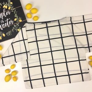 ZARA BASIC Blouse Window Pane Design Ivory Sz S